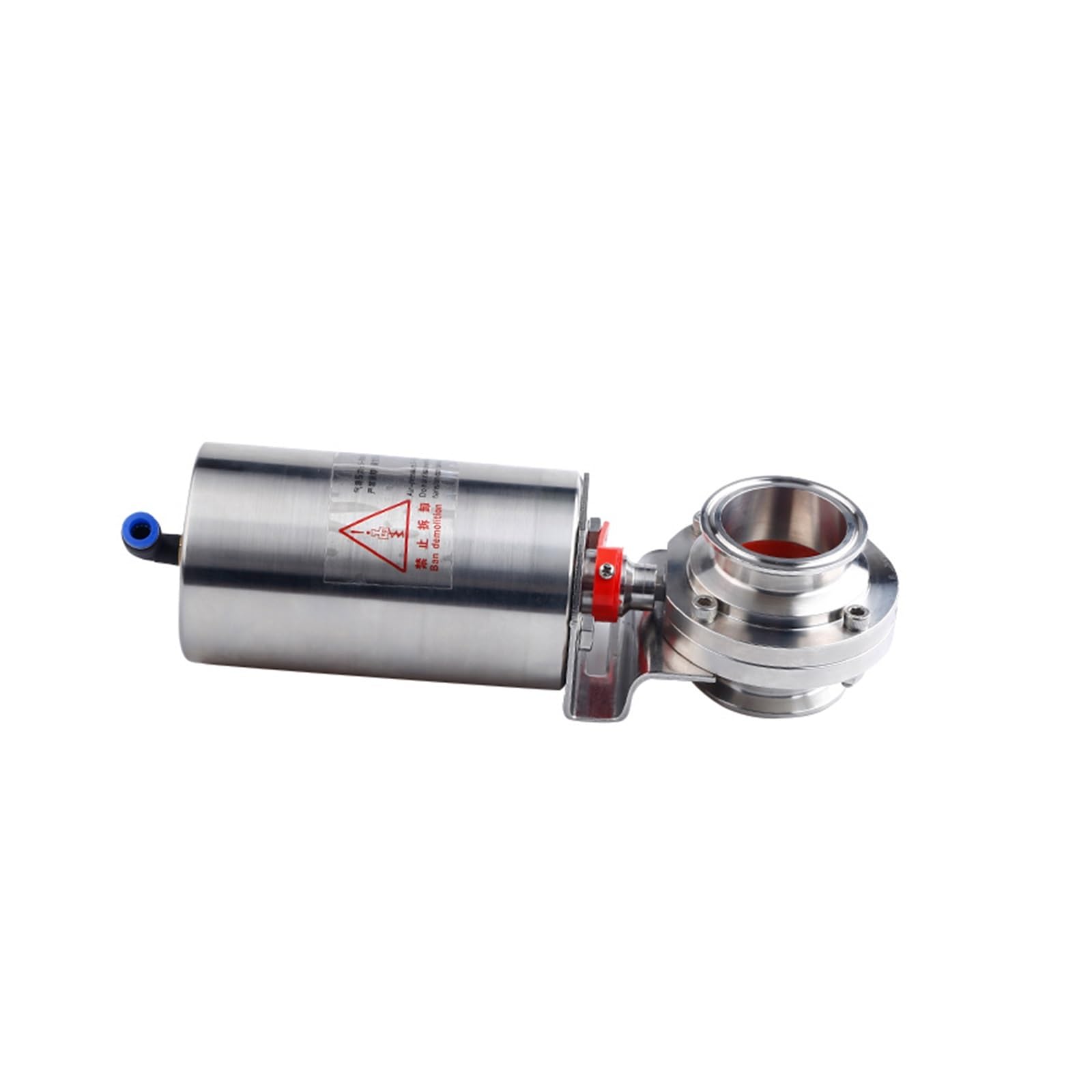 LEOTNNDQ 19/25/32/38/51/76mm Single-Acting Pneumatic Dust Butterfly Valve Sanitary Pneumatic Clamp-Type Butterfly Valve(57mm x Ferrule 77.5)
