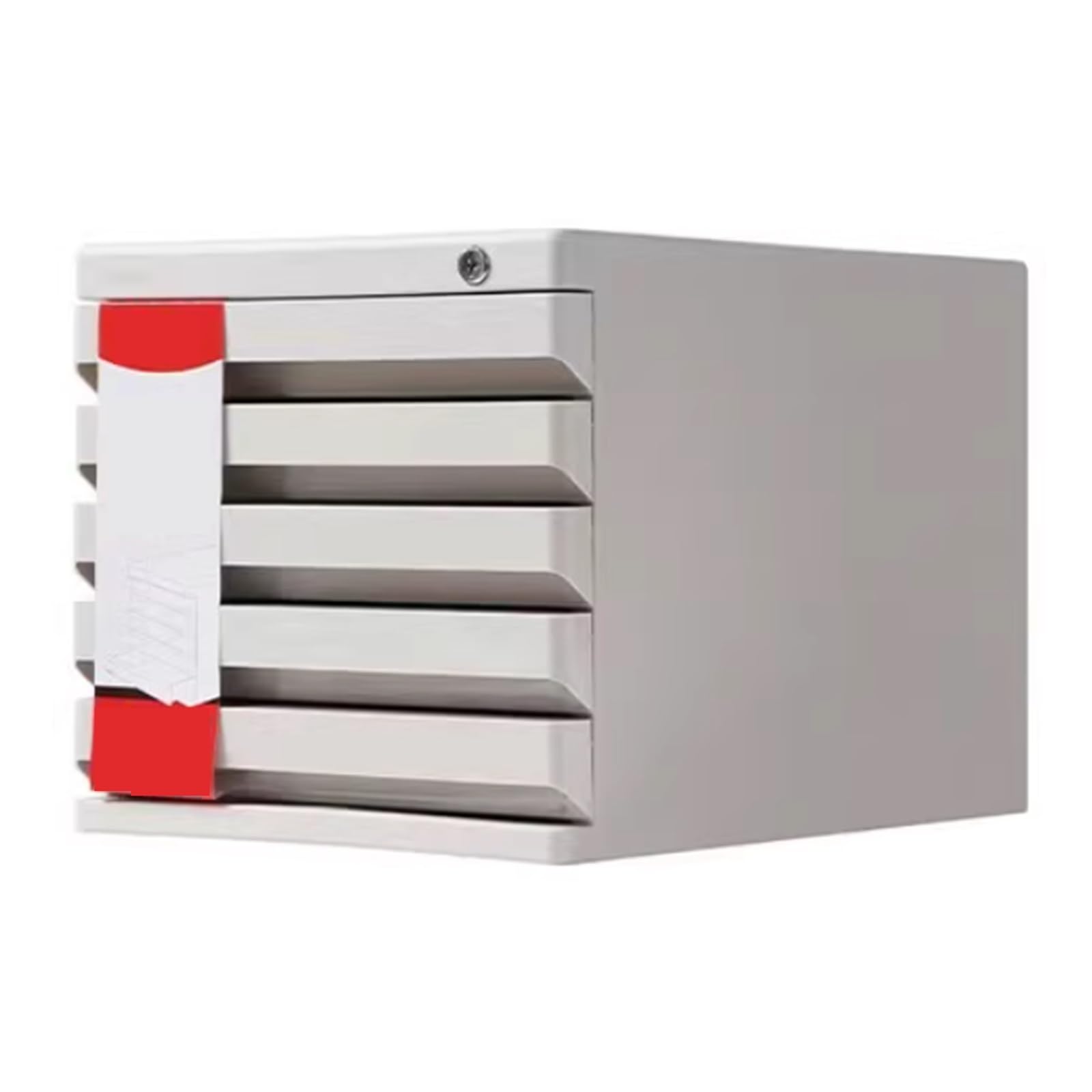 Archivador Con Cerradura Para Tarjetas De Índice - Organizador De Escritorio 5 Cajones Para Archivos Tamaño Tarjetas Material Oficina Bolígrafos Lectura Ahorra Espacio(Grigio)