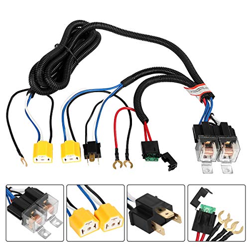 Kaslight KAJE-0003 H4 Relay Harness 1Set 2 H6054 7X6 6054 Polycarbonate Headlight H4 Relay Harness Pickup Headlights H4 Wiring Harness Kit thumb #5