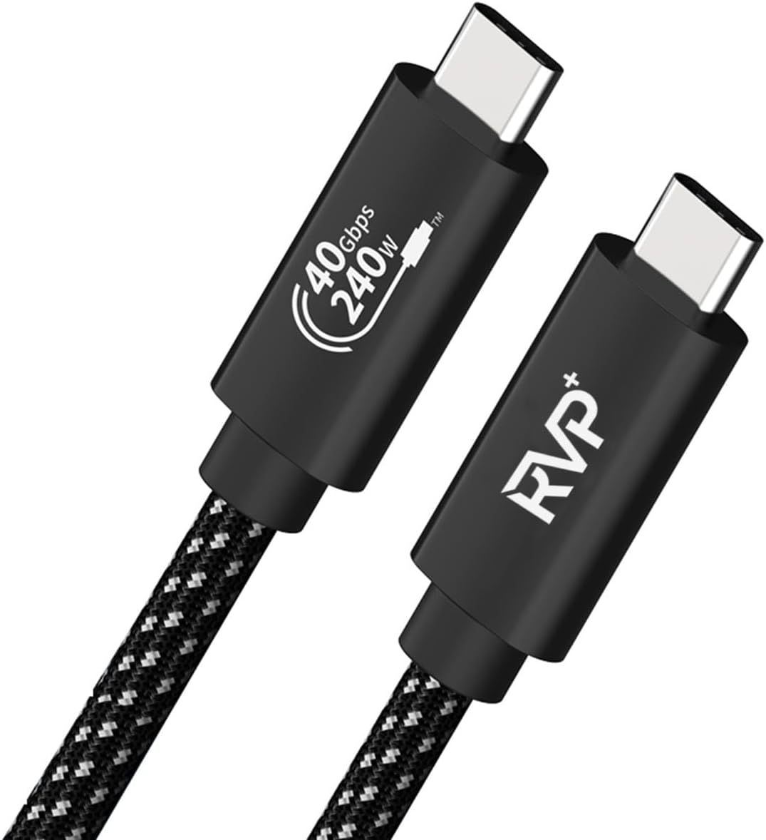 USB4 Thunderbolt 4 Cable (240w, 6FT), 40Gbps 8K Video Fast Charging USB-C to USB-C Cable - Black