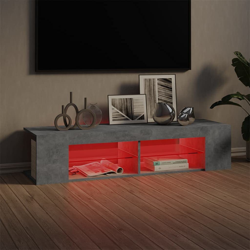 Muebles de Salon TV,Mesa TV Salon,Mueble de TV con Luces LED Gris hormigón 135x39x30 cmAdecuado para salón, Dormitorio