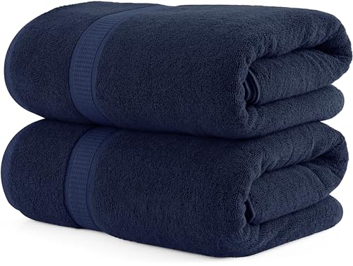 Utopia Towels - Juego de 2 (80 x 200 cm), Toallas XXL para Sauna, Toallas de Baño, Sábanas de Baño, Toallas Extra Grandes con Gancho Altamente Absorbentes, 100% Algodón (Azul Marino)