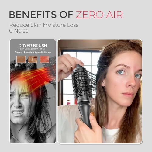 Image of TYMO Thermal Brush Curling Brush - STYLUX 1.7 Inch Blowout Volumizer with Flexi-Fit for Hair Straightening, Heated Round Styler Tool, Hair Straightener and Curler 2 in 1, Dual Voltage, Metallic Gray