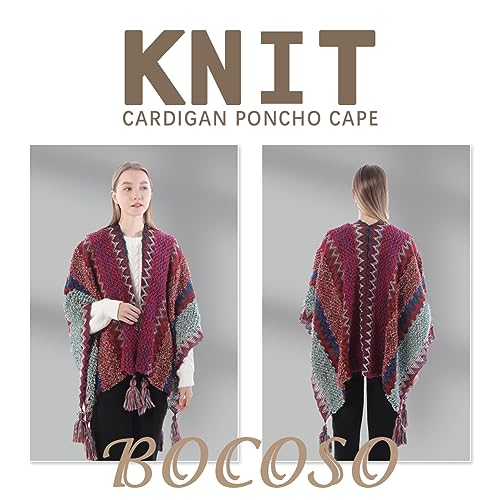 Knit Shawl Wrap Poncho Cape for Women, Ladies Knitted Cardigan Kimono with Fringe for Fall Winter3