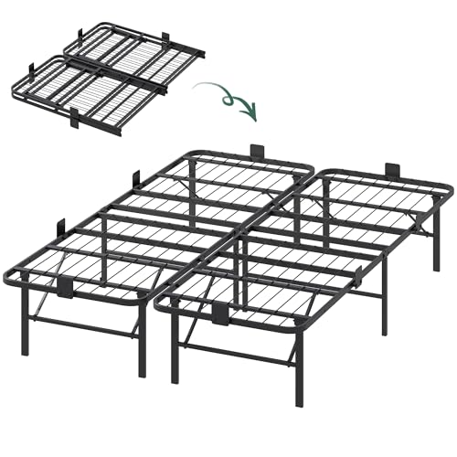 WLIVE Foldable Full Bed Frames, Metal Platform Bed Frame Full Size with Heavy Duty Steel Slats, No Box Spring Needed, Easy Assembly, No Noise, Black