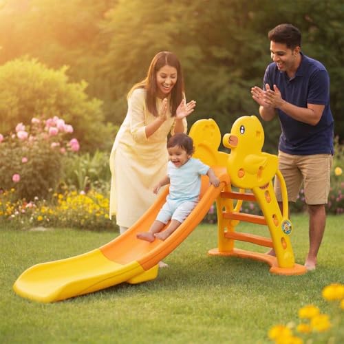 Image of Toyzone Duck Slide for Kids | Baby Play Slide | Indoor & Outdoor Kids Slider | Easy Assembly | Safe Rounded Design | BIS Certified | Made in India | Kids Slide for 2-8 Years, Upto 70 kgs