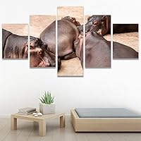 SIGNWIN 5 Panel Canvas Wall Art Animals Black and White Dramatic Duotone Modern Artwork for Home Decorations Ready to Hang - 60