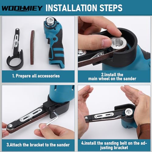 WODHMIEY Cordless Belt Sander 16.8V Electric File with 2 Batteries & 15 Sanding Belts 80–1000 Grits Adjustable Angle Powerful Motor, for Wood Metal DIY Furniture Car Parts Detail Grinding in Blow Case 6 WODHMIEY Cordless Belt Sander 16.8V Electric File with 2 Batteries & 15 Sanding Belts 80–1000 Grits Adjustable Angle Powerful Motor, for Wood Metal DIY Furniture Car Parts Detail Grinding in Blow Case - Image 6