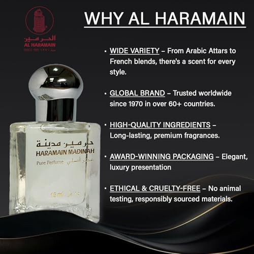 Image of Al Haramain Madinah Attar 15ml -Unisex Roll On Oil Perfume Long-Lasting Floral Oriental Fragrance