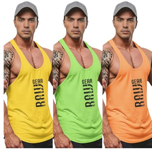 Image of furrr Men's Round Neck, Sleeveless, Super Combed Gym Vest (Pack of 3)