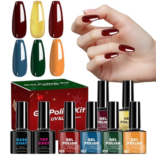 Esmalte De Gel, Kit 6 Colores Esmaltes Semipermamentos Para Navidad, Cosmético De Manicura Duradero Para Mujeres Principiantes Esposa Novia