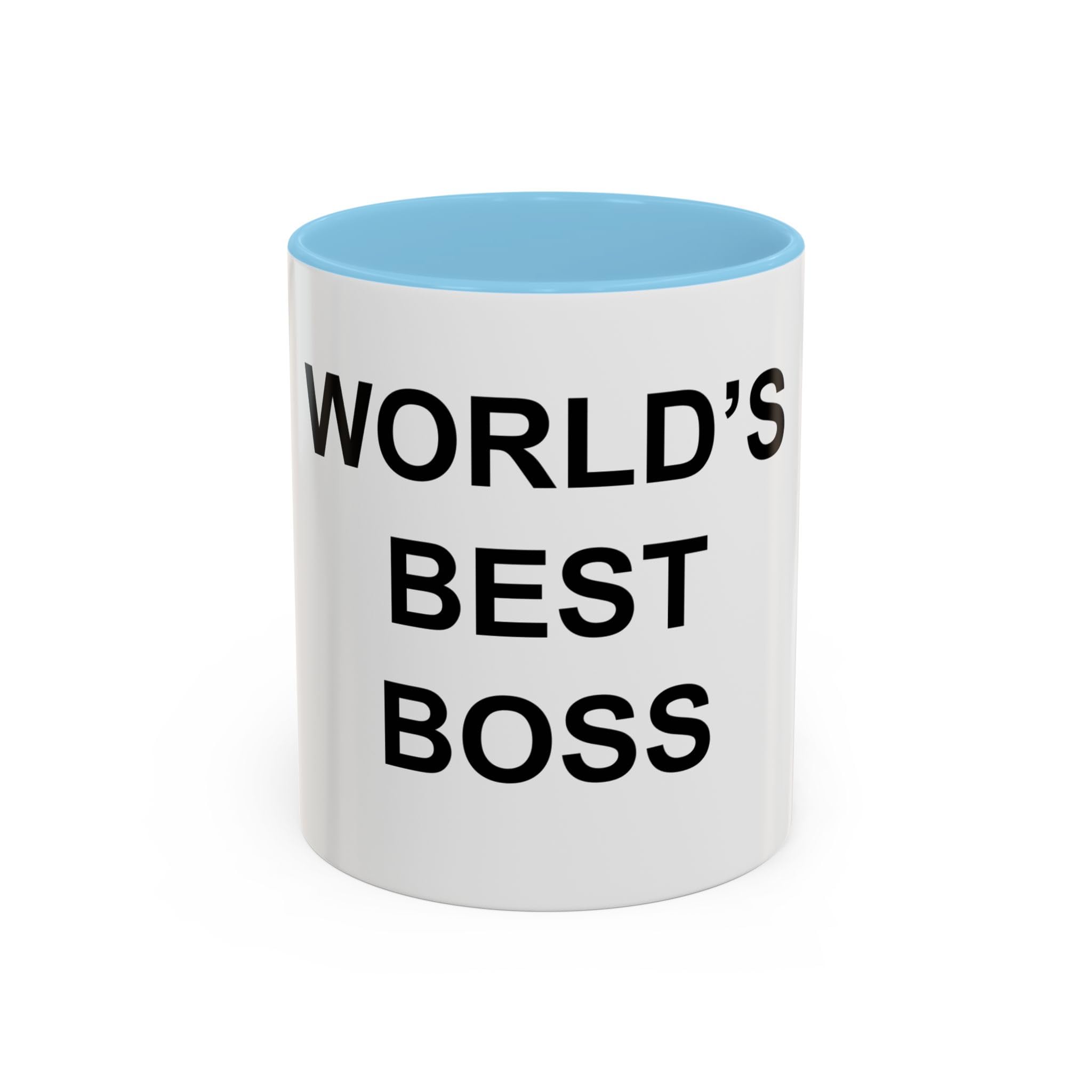 Worlds Best Boss Mug, The Office TV Show, Michael Scott Inspired Ceramic Coffee Cup, Dunder Mifflin Mug, Gift for Office Fans, Dwight Schrute Gifts (11oz Light Blue, Mug)