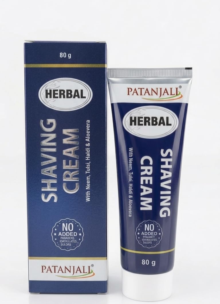 Patanjali Herbal Shaving Cream 80g - 3 Units - with Neem, Tulsi, Haldi & Aloevera-image-16