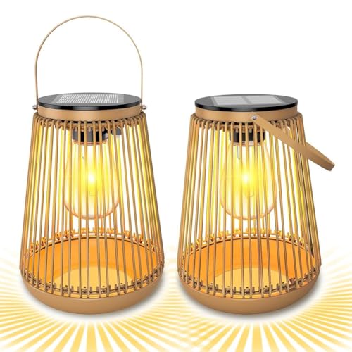 Muuookka Faroles Solares para Exteriores, Impermeables, Colgantes, Tejidos A Mano, para Mesa, Camping y Jardín.