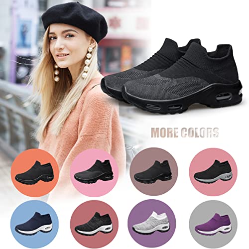 Image of YHOON Women's Slip-On Walking Shoes Sock Shoes Women Mesh Athletic Sneakers Nurse & Work Shoes