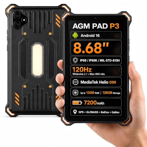 Image of AGM PAD P3 8.68 inch Rugged Tablet Camping Light IP68 /IP69K 7200mAh 6GB+128GB