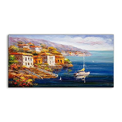 Tableau en acrylique paysage de Grèce Coloray 120x60cm pour décoration murale de salon