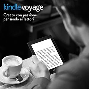 E-reader Kindle Voyage, schermo da 6″ ad alta risoluzione (300 ppi) con luce integrata a regolazione automatica, sensori VoltaPagina, Wi-Fi