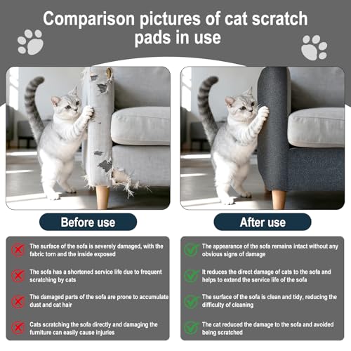 2 Pcs Cat Scratch Mats for Couch Furniture & Wall Protector (Each 39.4"x15.8", Total 78.7") – Trimmable Self-Adhesive Cats Scratch Pads, Cat Scratcher for Wall, Sofa & Cat Tree TowerDark Gray — view 3