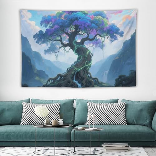 Tapisserie murale arbre de vie pour habiller un mur vide sans peindre ni percer