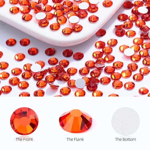 Image of Hyacinth Flatback Rhinestones, Glass Rhinestones for Nail Art and Craft, Glue Fix, Loose Crystal Gemstones(Orange, SS16, 1440pcs, 3.8-4.0mm)