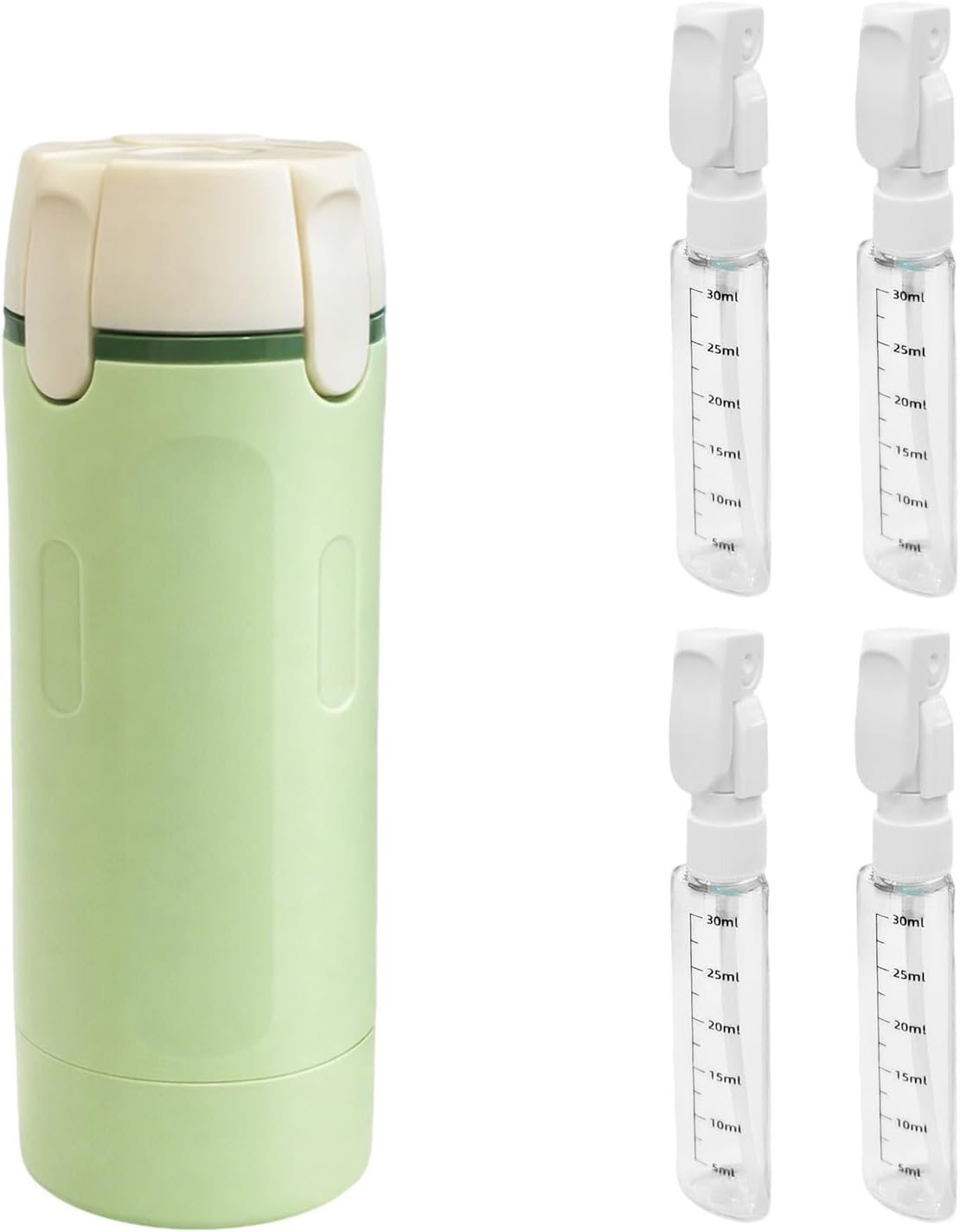 4 in 1 Travel Dispenser Bottle Set - 30ml x4 TSA Approved Leak Proof Airless Pump Bottles, Refillable Small Containers for Shampoo Lotion, Portable Travel Toiletries for Carry On (White)
