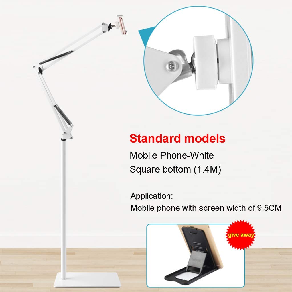 Supporto per tablet, regolabile in altezza, girevole a 360 gradi, supporto per telefono con base in metallo per supporto da letto per smartphone tablet con schermo da 4 ~ 11 pollici, lettore di e-book