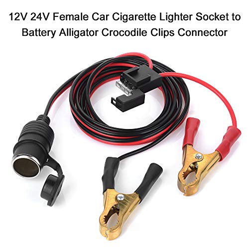 Ajcoflt 12 V 24 V Feminino Cigarro de Isqueiro Do Carro Tomada para Bateria Jacaré Crocodilo Clipes