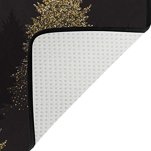 Tapis de salon résistant Ruchen imprimé sapins dorés 72x48 pouces - 5