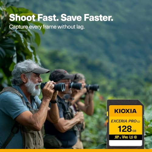 Image of KIOXIA EXCERIA PRO G2 128GB SD Card for Camera | Made in Japan | SDXC UHS-II V90 U3 | 310MB /s Read, 295MB /s Write | 8K Video Recording | 5-Yr Warranty