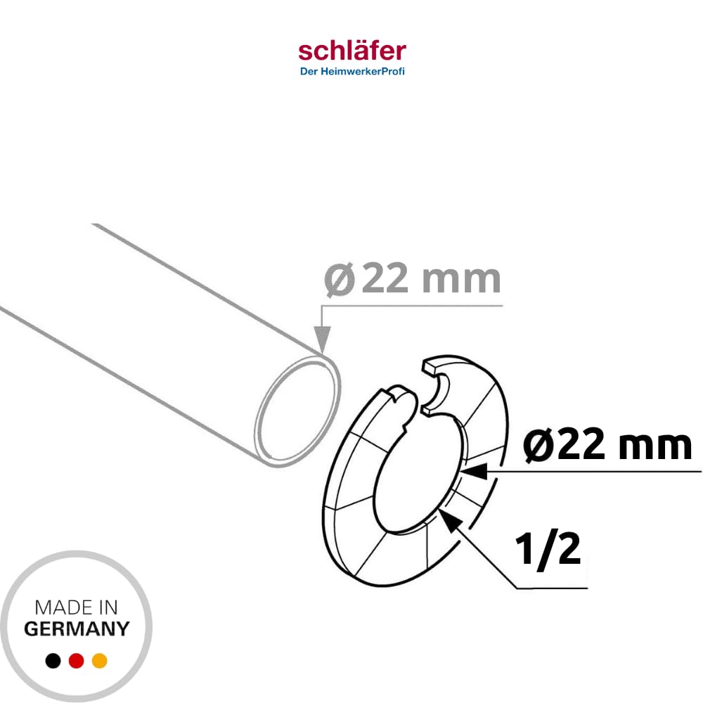 Schläfer 4409013 | Rosone Copritubo Rosetta Apribile ABS per Termosifoni Foro 22 mm (1/2") Collare per Copertura Tubi Radiatori Caloriferi