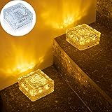KINKAI Solar Outdoor Lights - 6pcs Gutter Lights with 9 LED, Warm/Cool White Light for Deck, Wall, Eaves and Pathway - Waterproof