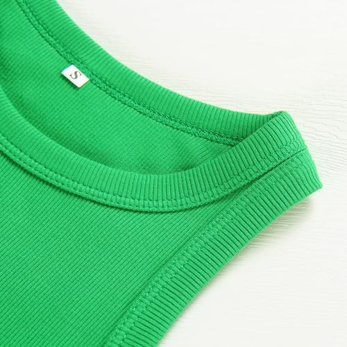 Image of Artfish Women Casual Basic Sleeveless High Neck Rib-Knit Y2k Crop Tank Top
