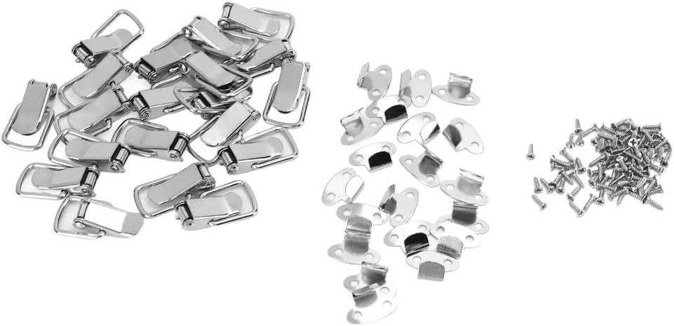 Toggle Latch 20 Sets 43x21mm – Spring Loaded Iron Box Lock for Cabinet & Suitcase, Decorative Duckbill Buckle with Stainless Steel Clasp