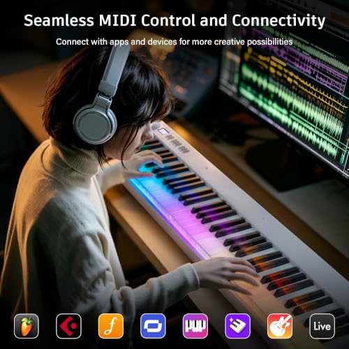 Image of AiJoy 88-Key Folding Piano Keyboard with Light Up Semi-Weighted Keys