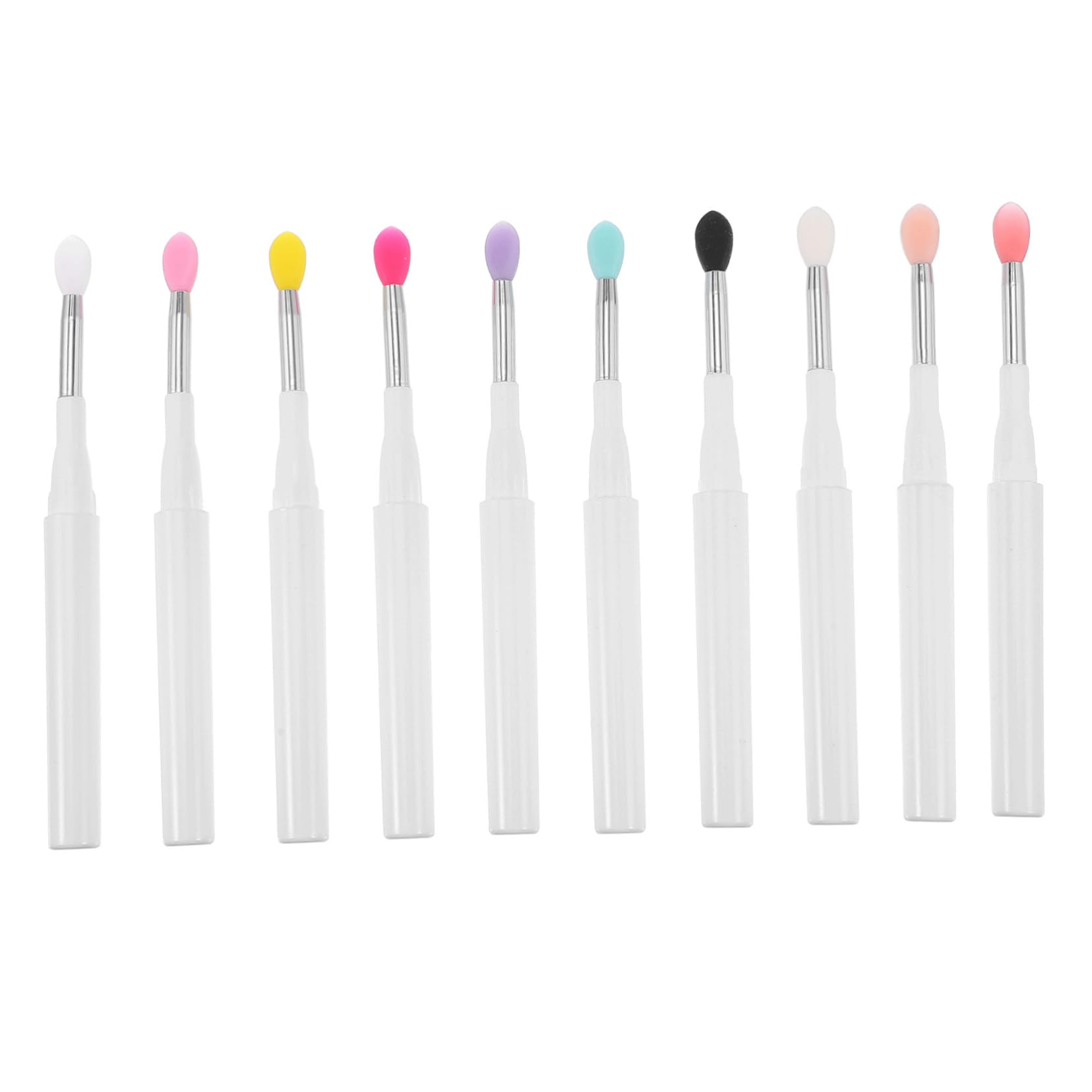 FRCOLOR 10Pcs Silicone Lip Brush with Lid for Makeup Application for Lip Color Liquid Cosmetics Comfortable Grip for Women