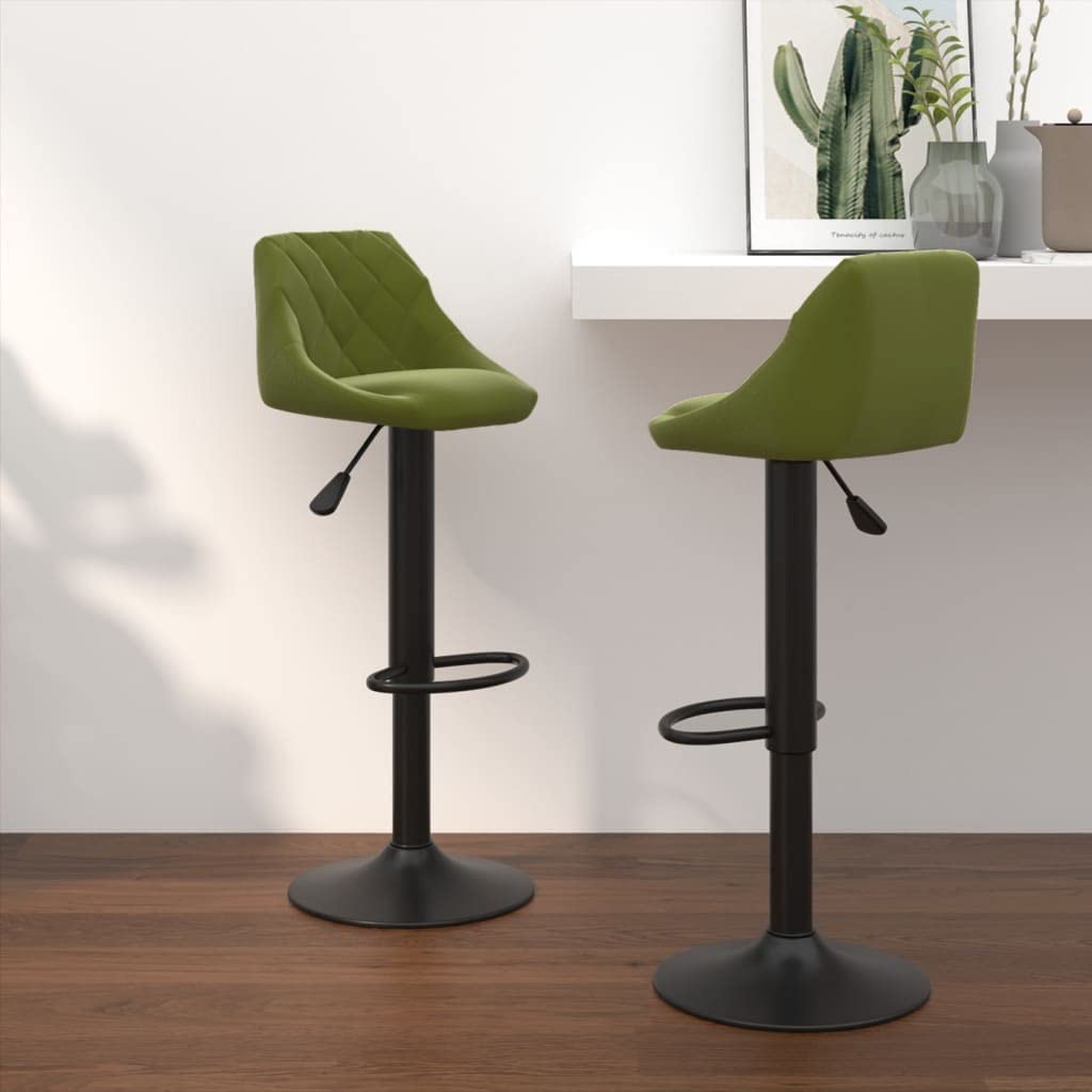 Tabourets de bar vert clair en velours réglables Generico x2