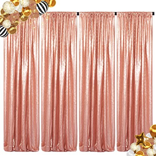 ShinyBeauty Blush Sequin Backdrop Curtains, 4 Panels, 2FTx8FT, Sparkle Photo Booth Backdrop