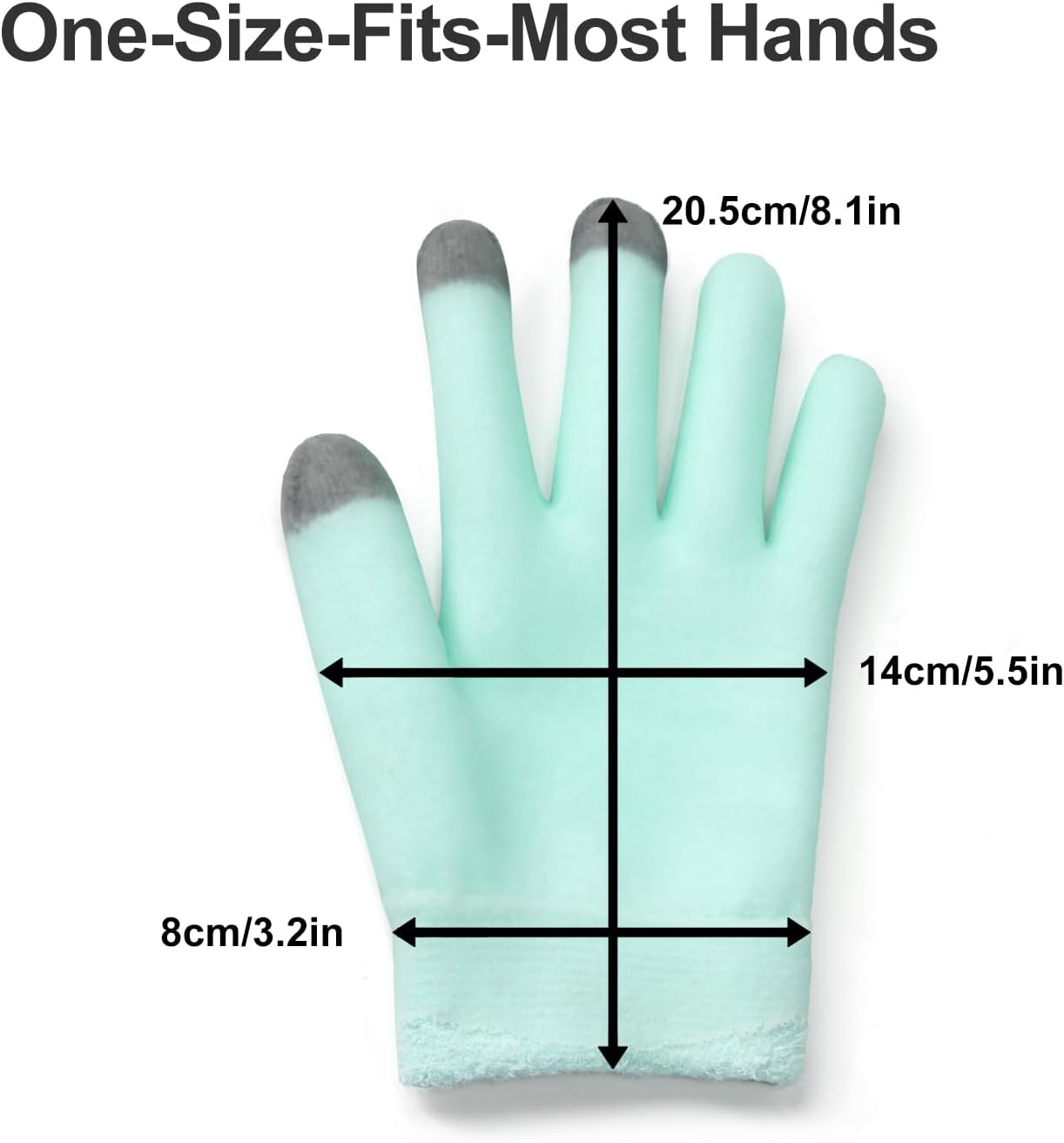 MoyRetty Touchscreen Silicone Moisturizing Gloves for Dry Hands Overnight, Reusable Hand Spa Gloves with Vitamin E & Jojoba Oil(Green)