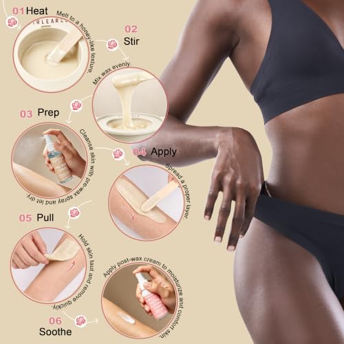 Image of GIRLEARLE White Digital Waxing Kit for Women and Men Sensitive Skin, Wax Warmer Hair Removal at Home with Wax Beads & Silicone Pot, Target Different Types of Brazilian Bikini, Facial, Leg, Full body