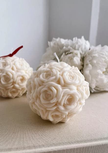 Decorative Flower Rose Scented Candle -Valentine's Day Hugging Love Soy Wax Hanmade Body Home Decor Bubble Cube Aromatherapy Jar Tealight Candle(White)