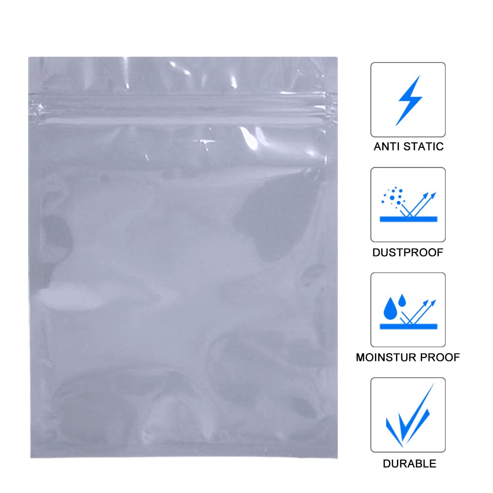 10 sacchetti antistatici richiudibili, 15,75 x 50 cm, extra large ESD per elettronica, scheda madre, accessori per computer, con 10 adesivi statici