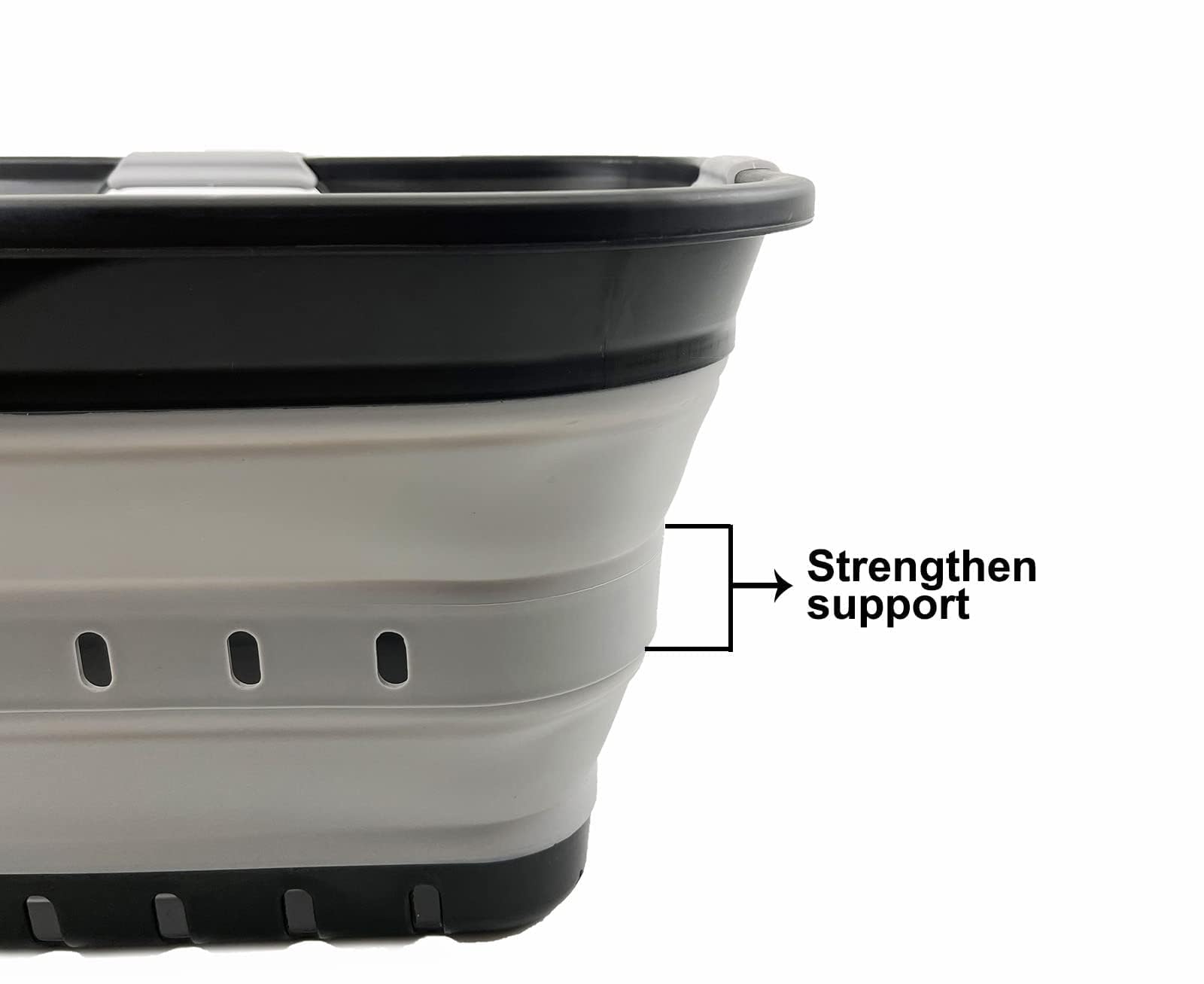 SAMMART 42L (11 gallon) Collapsible Plastic Laundry Basket - Foldable Pop Up Storage Container/Organizer - Portable Basket - Space Saving Hamper/Basket (Black/Alloy Grey (Set of 2))