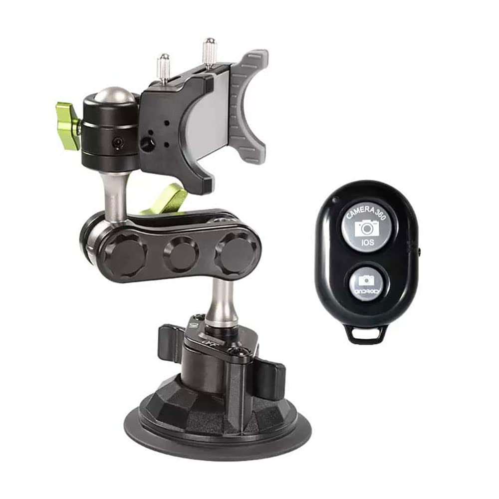BNGXR Universal Ball Head Arm for Phone, 2023 Upgrade Adjustable Car Mobile Phone Holder Outdoor Travel Self Driving Sucker Bracket, Suitable for Car Dashboard Windshield Vent (UBA01-B)