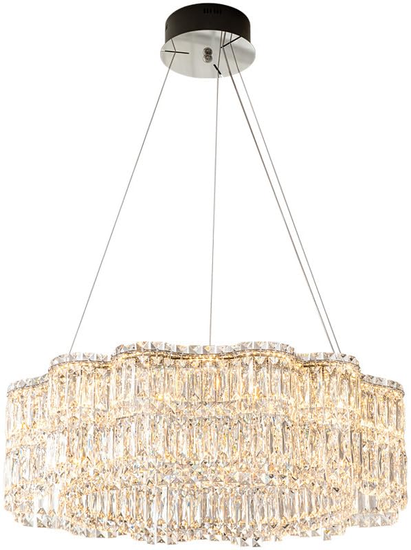 Plafonnier LED à intensité variable rond en cristal pour un salon h