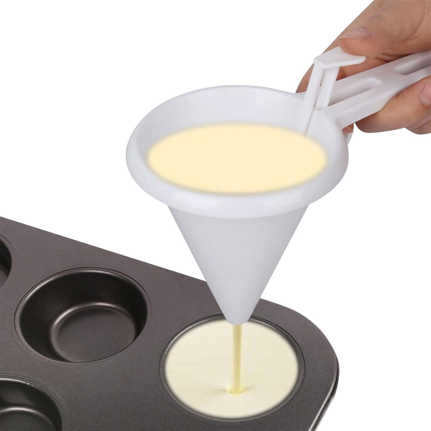 YVAILO Handheld Batter Dispenser, White ABS Baking Cake