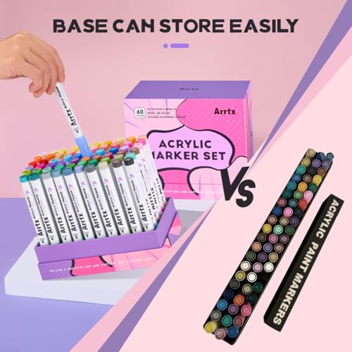 Image of Arrtx Colored Pencils Colored Pencils 60 Colors, Acrylic Coloring Pencils for Artists Adults Coloring Drawing Cartoon Anime Series - Brush Tip for Rock Painting, Wood, Canvas DIY Crafts Making