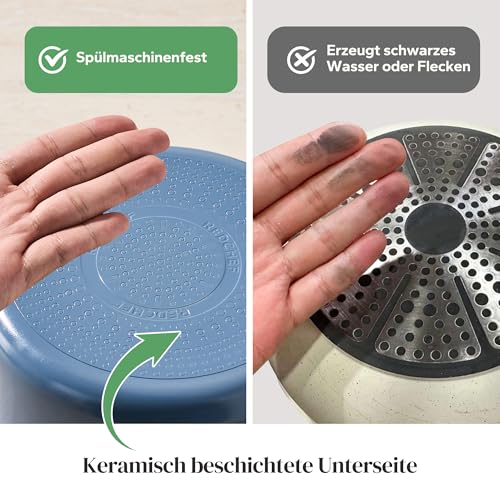 Redchef Topfset Abnehmbarer Griff 5-teilig Keramik Antihaft Induktion, Blau – Ansicht 3