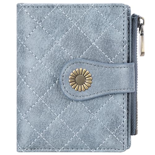 Image of FALAN MULE Small Wallet for Women Bifold RFID Blocking Leather Card Holder with Zipper Coin Pocket