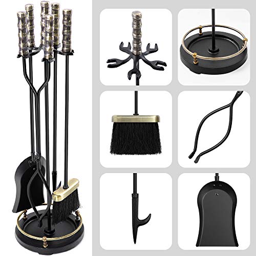 image for AMAGABELI GARDEN & HOME Amagabeli 30in Fireplace Tools Set Brass Handl